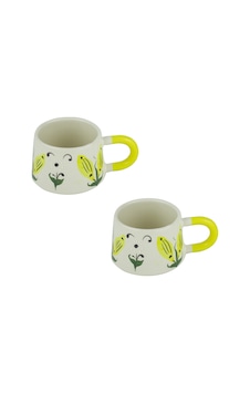 Kupa Bardak Seramik Mısır Desenli 2'li Set 200 Ml Kupa Bardak Seramik Mısır Desenli 2'li Set 200 Ml