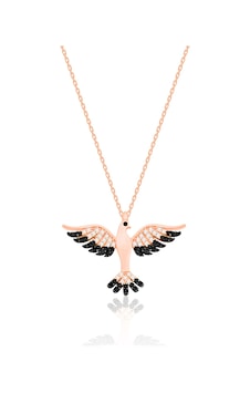 Gümüş Rose Rengi Anka Kuşu Kolye Zirkon Taşlı 925 Ayar St196 Gümüş Rose Rengi Anka Kuşu Kolye Zirkon Taşlı 925 Ayar St196