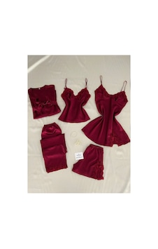 Mh Moony Homewears Kutulu 5'li Bordo Saten Gecelik Sabahlık Çeyiz Seti Bordo Mh Moony Homewears Kutulu 5'li Bordo Saten Gecelik Sabahlık Çeyiz Seti Bordo