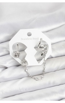 Pirinç Gümüş Renk Yılan Model Zincir Bağlantılı Ear Cuff Küpe Seti Çok Renkli Çok Renkli Pirinç Gümüş Renk Yılan Model Zincir Bağlantılı Ear Cuff Küpe Seti Çok Renkli Çok Renkli