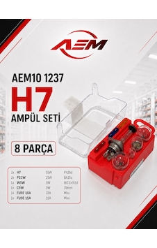 Aem 12volt H7 Yedek Ampul Seti Ve Sigorta Seti 8 Parça Otomobil Uyumlu Aem 12volt H7 Yedek Ampul Seti Ve Sigorta Seti 8 Parça Otomobil Uyumlu