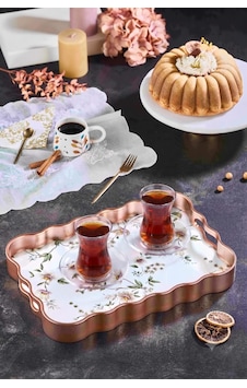 Dijital Baskılı Cam Servis Tepsisi Çiçek Motifli Bakır Renk , 40x28 Cm Dijital Baskılı Cam Servis Tepsisi Çiçek Motifli Bakır Renk , 40x28 Cm