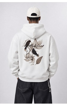 Respire Erkek Botanical Patch Detaylı Oversize Hoodie Ekru Respire Erkek Botanical Patch Detaylı Oversize Hoodie Ekru