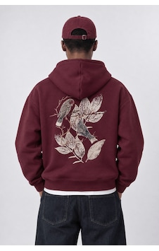 Respire Erkek Botanical Patch Detaylı Oversize Hoodie Bordo Respire Erkek Botanical Patch Detaylı Oversize Hoodie Bordo