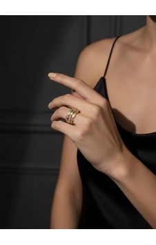Valmont Accessories Kadın Gold Renk Beyaz Taşlı Çok Sıralı Geometrik Yüzük Valmont Accessories Kadın Gold Renk Beyaz Taşlı Çok Sıralı Geometrik Yüzük
