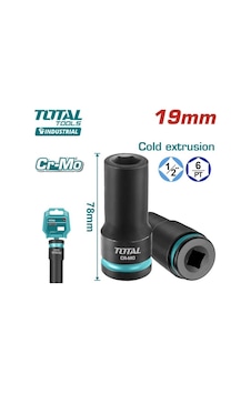 Total 19 Mm 1/2 Altı Köşe Darbeli Derin Lokma Thdıs12192l Total 19 Mm 1/2 Altı Köşe Darbeli Derin Lokma Thdıs12192l
