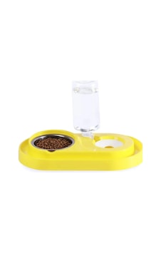 Tineke Hazneli Çelik Taslı Kedi Köpek Mama Su Kabı Seti 500 ML