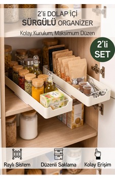 2'li Kendinden Bantlı Sürgülü Raylı Çok Amaçlı Dolap İçi Organizer Banyo Mutfak Düzenleyici 13x34 Cm Krem 2'li Kendinden Bantlı Sürgülü Raylı Çok Amaçlı Dolap İçi Organizer Banyo Mutfak Düzenleyici 13x34 Cm Krem