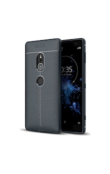 Sony Xperia Xz2 Kılıf Niss Deri Desenli Silikon Kılıf Lacivert Sony Xperia Xz2 Kılıf Niss Deri Desenli Silikon Kılıf Lacivert