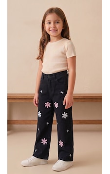 Storm Wear Çocuk Kalp Nakışlı Pantolon Siyah