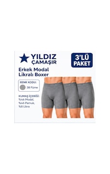 Yıldız Çamaşır Erkek Modal Likralı Boxer 36-37-38-39-40-41-42 - 3 Adet Füme Yıldız Çamaşır Erkek Modal Likralı Boxer 36-37-38-39-40-41-42 - 3 Adet Füme