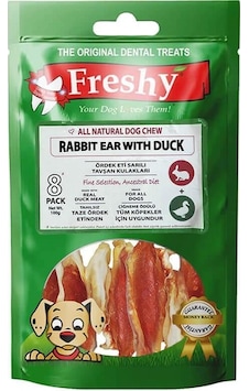 Freshy Rabbit Ear Whit Duck Ördek Eti Kaplı Tavşan Kulağı 100 G 8'li Freshy Rabbit Ear Whit Duck Ördek Eti Kaplı Tavşan Kulağı 100 G 8'li