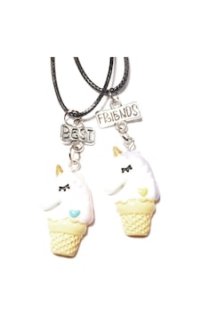 Tedz Collection İce Unicorn Arkadaşlık Kolyesi Krem - Kırmızı Tedz Collection İce Unicorn Arkadaşlık Kolyesi Krem - Kırmızı