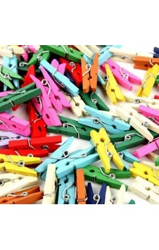 Jenerik 50'li Renkli Ahşap Mandal 3.5cm 12'li Paket-600 Adet Çok Renkli