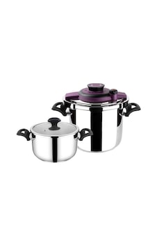 Tantitoni Powercook Mor Düdüklü Tencere Seti 4 7 Lt Gümüş - Mor