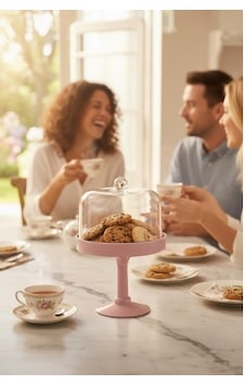 Soft Pembe Akrilik Ayaklı Kurabiyelik & Kapaklı Sunum Standı - 2 Parça Soft Pembe Akrilik Ayaklı Kurabiyelik & Kapaklı Sunum Standı - 2 Parça