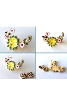 Omeniv Vintage Floral Stil Çift İğneli Çiçek Broş