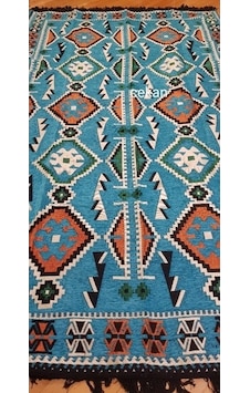 Şark Köşesi Anadolu Desenli Antep Kilim Turkuaz Şark Köşesi Anadolu Desenli Antep Kilim Turkuaz