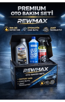 Rewmax Premium Auto Care Set Cam Suyu 1l + Mobil 5w30 Motor Yağı 1l + Würth Jant Temizleyici 450ml