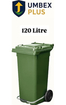Plastik Metal Pedallı Çöp Konteyneri 120 Litre Konteyner - Isıya Dayanıklı Malzeme - Yeşil