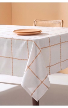 Dolce Turuncu Ekose Keten Masa Örtüsü 160x220 Cm Çok Renkli Dolce Turuncu Ekose Keten Masa Örtüsü 160x220 Cm Çok Renkli