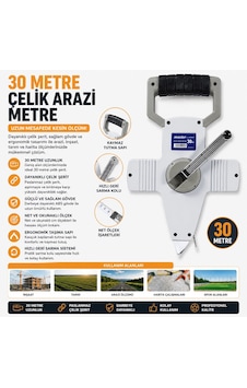 30 Metre Çelik Arazi Metresi Profesyonel Şerit Metre Dayanıklı Ölçüm Bandı 30 MT