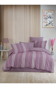 Italian Style Naturel Çift Kişilik Nevresim Takımı Krem - Açık Mor Açık Mor