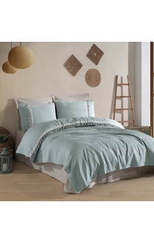 Butik Tek Kişilik Püsküllü Pike Takımı Bohamline V9 Mint Butik Tek Kişilik Püsküllü Pike Takımı Bohamline V9 Mint