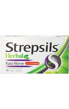 Strepsils Herbal Kara Mürver ve C vitamini 16 Pastil | Şekersiz Strepsils Herbal Kara Mürver ve C vitamini 16 Pastil | Şekersiz
