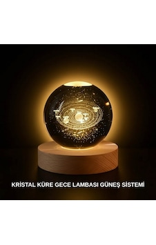 Ahşap - 569 - Standlı Led Kristal Küre Lazer İşlemeli - Csmo-tex - Dekoratif Obje