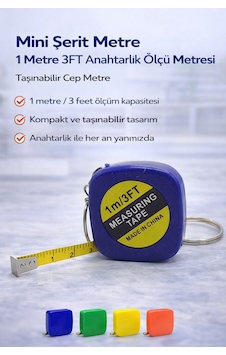 Mini Şerit Metre 1 Metre 3ft Anahtarlık Ölçü Metresi Taşınabilir Cep Metre 1 Adet