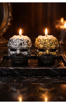 Royal Mask Kap İçi Mum Seti Gold & Silver Tasarım 2 Li Set Renkli Royal Mask Kap İçi Mum Seti Gold & Silver Tasarım 2 Li Set Renkli
