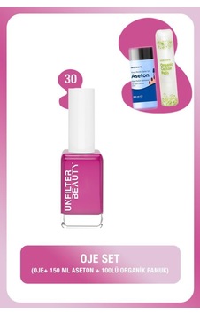 Unfilter Beauty No:30 Oje + 150 Ml Aseton + 100 Adet Pamuk Unfilter Beauty No:30 Oje + 150 Ml Aseton + 100 Adet Pamuk
