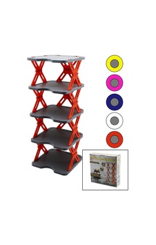 Yeni Nesil Akordiyon - Katlanır - 5 Katlı Plastik Ayakkabılık Gri Taban-27x27cm - Renkli Ayaklar 5580 Yeni Nesil Akordiyon - Katlanır - 5 Katlı Plastik Ayakkabılık Gri Taban-27x27cm - Renkli Ayaklar 5580