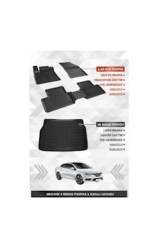 Sahler Renault Megane 4 Sedan 2016+ Uyumlu 4.5d Premium Havuzlu Oto Paspas Ve Liner Marka 3d Kulaklı