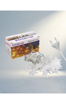 Dekoratif Beyaz Yıldız Işık Zinciri 20 Led İç Mekan Kullanımı Dekoratif Beyaz Yıldız Işık Zinciri 20 Led İç Mekan Kullanımı