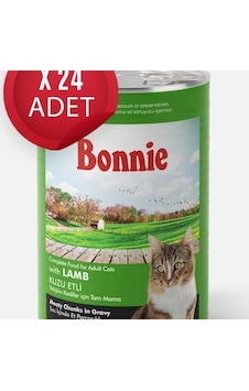 Bonnie Kuzu Etli Sos İçinde Et Parçacıklı Kedi Konservesi 400g x 24 Adet