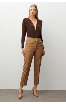 Moda İlgi Kadın Arka Kemeri Lastikli Yüksek Bel Pantolon 0635 Vizon Moda İlgi Kadın Arka Kemeri Lastikli Yüksek Bel Pantolon 0635 Vizon