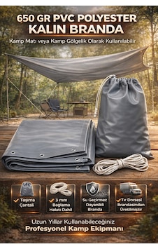 Kamp Matı/tarp Tır Dorse Brandasından M2/650 Gr Su Geçirmez Çantalı Ve Halatlı - Kuşgözü Kapsüllü Gri Kamp Matı/tarp Tır Dorse Brandasından M2/650 Gr Su Geçirmez Çantalı Ve Halatlı - Kuşgözü Kapsüllü Gri