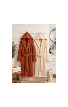 2'li Doğa Kapüşonlu Unisex Bornoz 2 Adet 330 Gsm Yumuşak Dokulu Banyo Bornozu, Cepli, Kadın & Erkek, S/m - L/xl - 2xl - 3xl Kiremit - Bej 2'li Doğa Kapüşonlu Unisex Bornoz 2 Adet 330 Gsm Yumuşak Dokulu Banyo Bornozu, Cepli, Kadın & Erkek, S/m - L/xl - 2xl - 3xl Kiremit - Bej