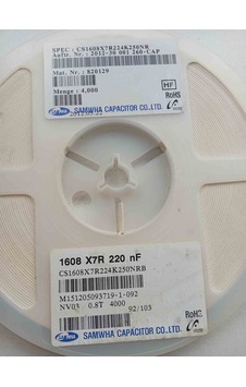 Cs1608x7r224k250nr 220nf 25v X7r 10% Smd 0603 100 Adet Cs1608x7r224k250nr 220nf 25v X7r 10% Smd 0603 100 Adet