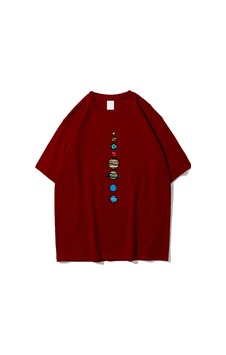 Flood Of Style Unisex Bordo 9 Gezegen Baskılı Oversize Bisiklet Yaka Tshirt Flood Of Style Unisex Bordo 9 Gezegen Baskılı Oversize Bisiklet Yaka Tshirt