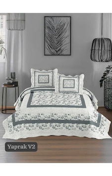 Çift Kişilik Kapitone Yatak Örtüsü, Klasik Desenli Model - Yaprak Gri 250 X 260cm Gri Çift Kişilik Kapitone Yatak Örtüsü, Klasik Desenli Model - Yaprak Gri 250 X 260cm Gri