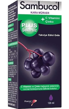 Sambucol Plus Şekersiz C Vitamini Çinko Takviye Edici Gıda 120 ML Sambucol Plus Şekersiz C Vitamini Çinko Takviye Edici Gıda 120 ML