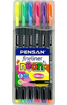 Pensan Fineliner 0.4 Mm Keçe Uçlu Kalem 6 Neon Renk Set Pensan Fineliner 0.4 Mm Keçe Uçlu Kalem 6 Neon Renk Set