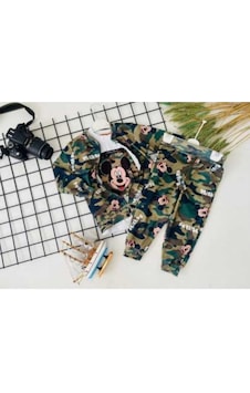 Tuhfetower Mickey Mouse Kamuflaj Çocuk Eşofman Takımı Tuhfetower (3’lü)