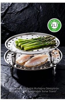 2'li Set Inox Çelik Ayaklı Buharlı Pişirme Aparatı - 24+28 Cm Çok Amaçlı Tencere İçi Haşlama Standı 0 2'li Set Inox Çelik Ayaklı Buharlı Pişirme Aparatı - 24+28 Cm Çok Amaçlı Tencere İçi Haşlama Standı 0