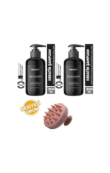 Nedox 2 Adet Yıpranmış Saçlar Için Keratinli Saç Bakım Şampuanı 500 Ml+saç Masaj Tarağı Tüm Saç Tipleri