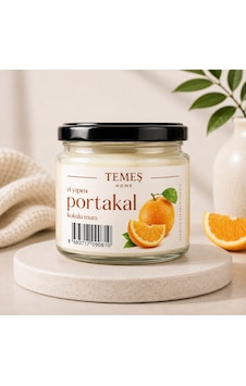 El Yapımı Portakal Kokulu Mum Amber - Turuncu El Yapımı Portakal Kokulu Mum Amber - Turuncu