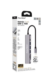 7-in-1 Usb-c Hub 3xusb-a, 1xusb-c Ve 1xhdmı Ve Tf/sd Kard Girişli, Metalik Usb Çoklayıcı